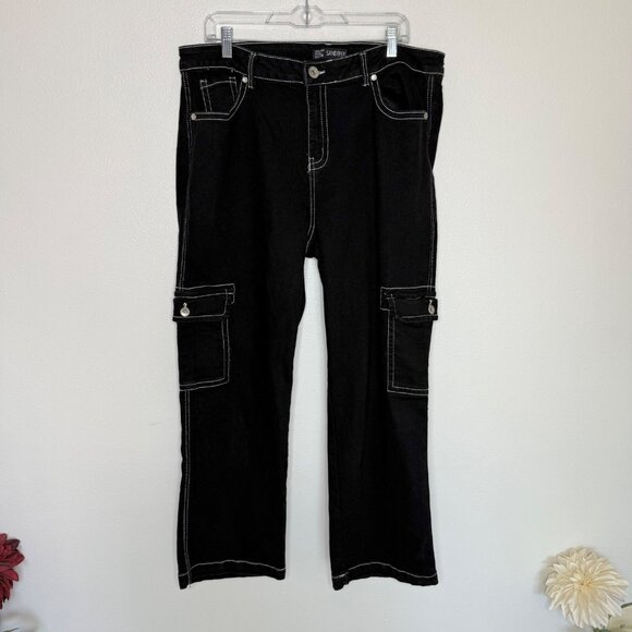 Women’s Sandpiper Cargo Pants Size 20 Black Boho Wide Leg Grunge Goth - Picture 1 of 4